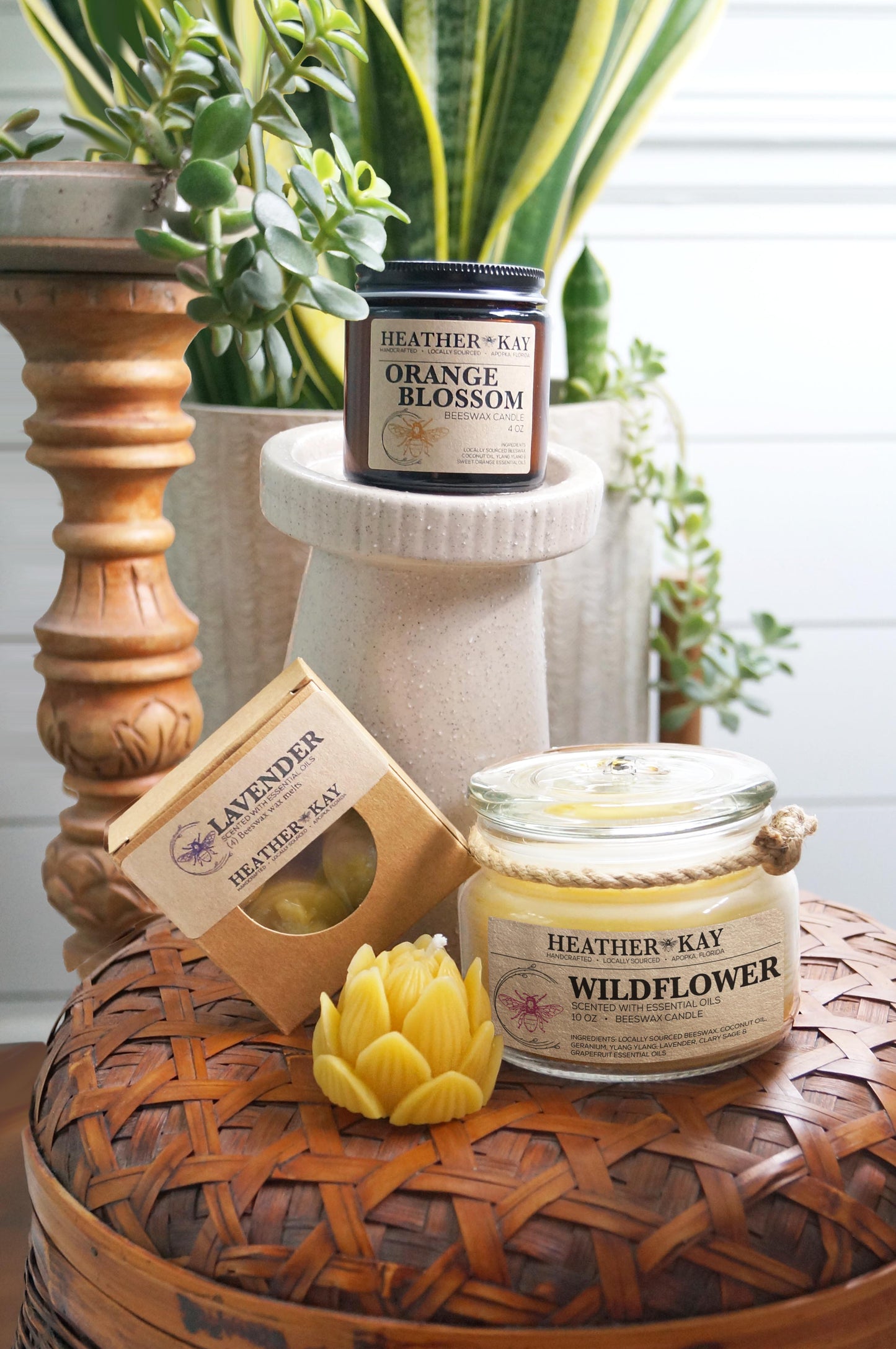 Non-Toxic Beeswax Candles in a natural setting