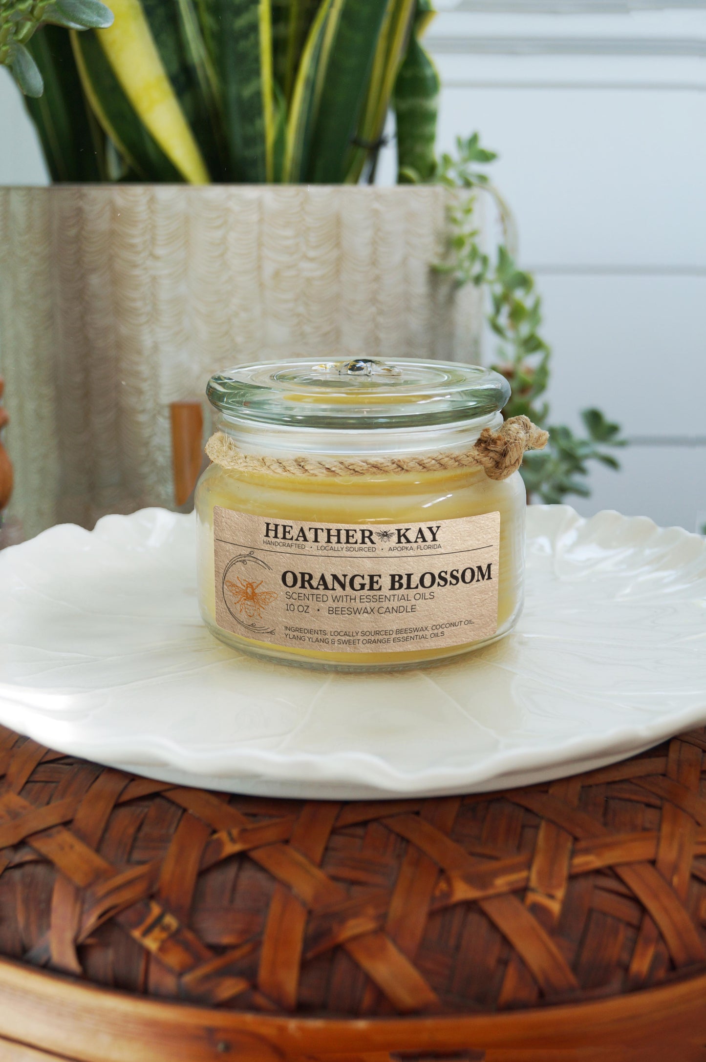 Orange Blossom Essential Oil Beeswax Candle