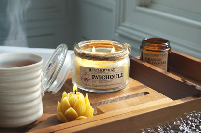 Non-Toxic Beeswax Candles lit in bathroom setting