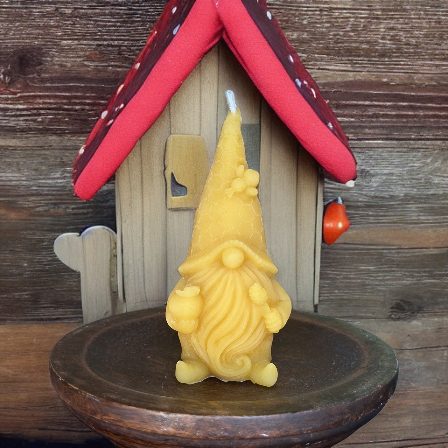 Bee Gnome Beeswax Candle