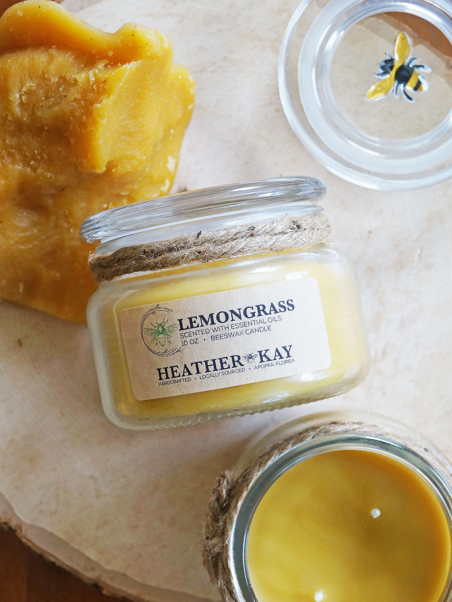 Lemongrass Essential Oil Beeswax Candle