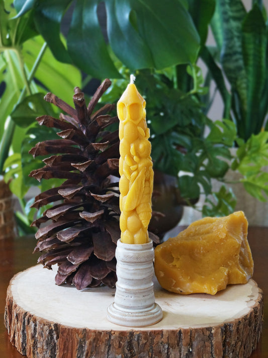 Honey Bee Beeswax Taper Candle