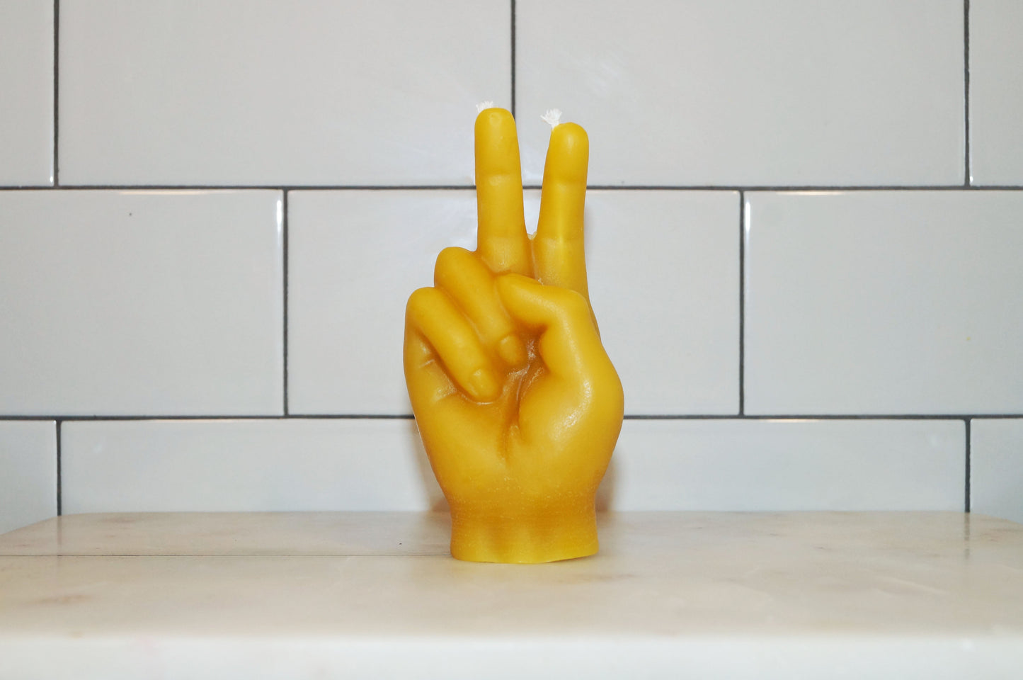 Peace Hand Beeswax Candle