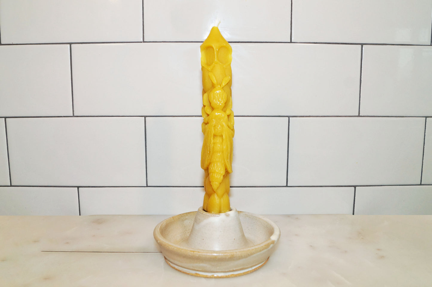 Honey Bee Beeswax Taper Candle